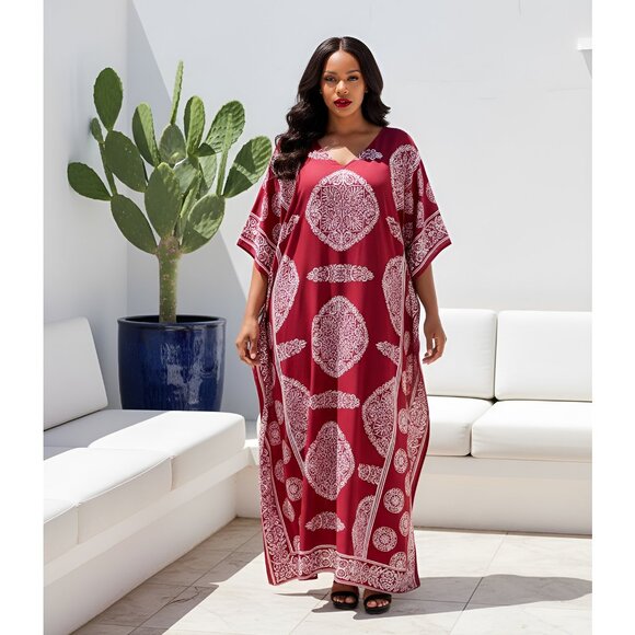 Gypsie Blu Dresses & Skirts - COPY - Plus Size Long Dress Caftan Red Wine Casual Maxi
